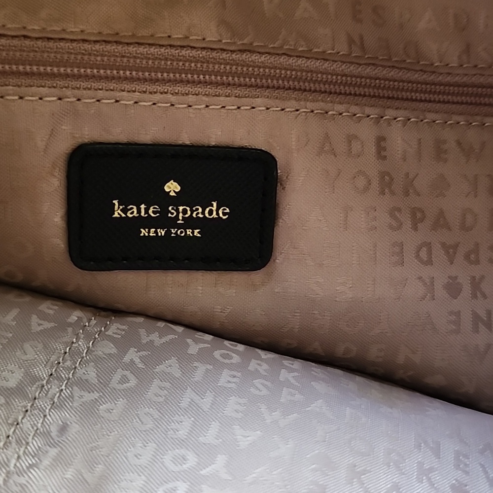 Kate Spade Rose Gold Glitter Tote Bow Black Handles Sparkly Shopper Bag - Picture 11 of 16